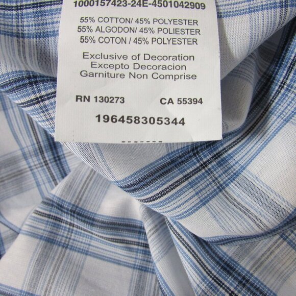 Wrangler Men's Large Long Sleeve Classic Fit Plaid Button Western Shirt Blue/Whi - Picture 3 of 5